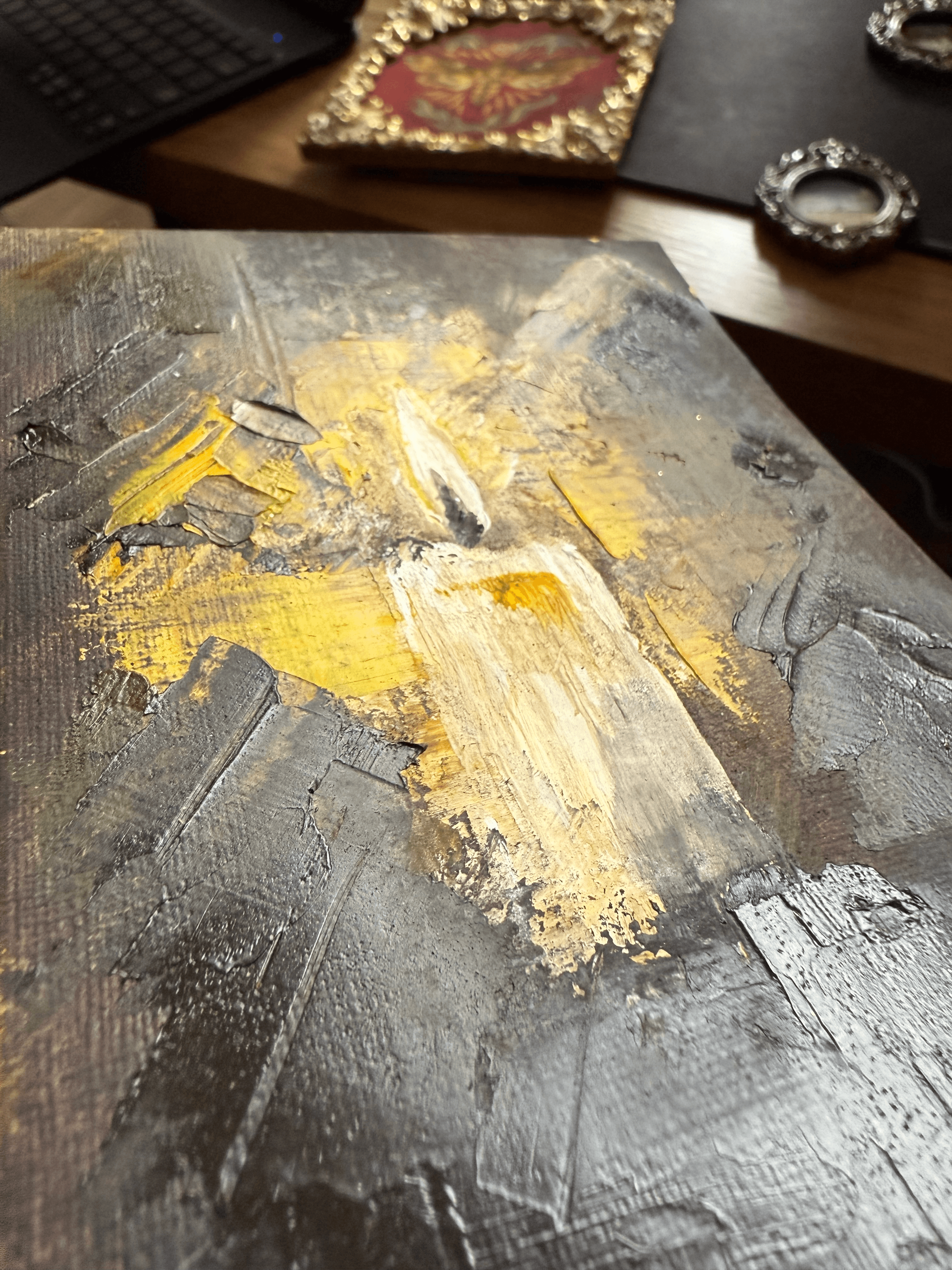 Candle Flame Study in Gold Frame